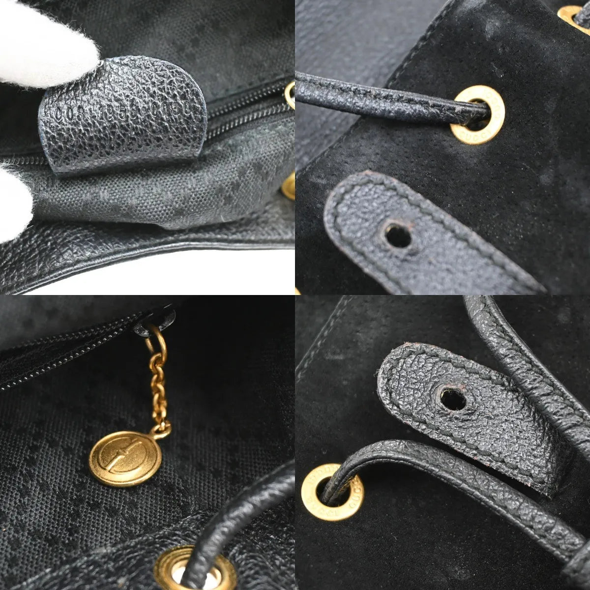 Gucci Vintage Bamboo Suede Black Suede Backpack Bag (Pre-Owned)