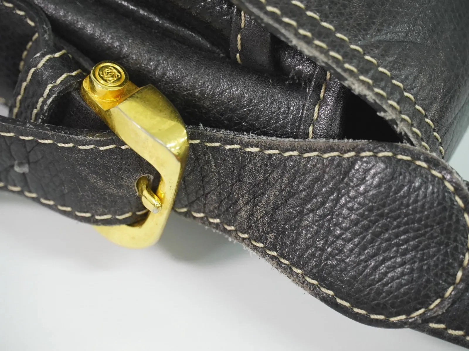 Loewe Anagram Leather Black Leather Shoulder Bag Bag (Pre-Owned)