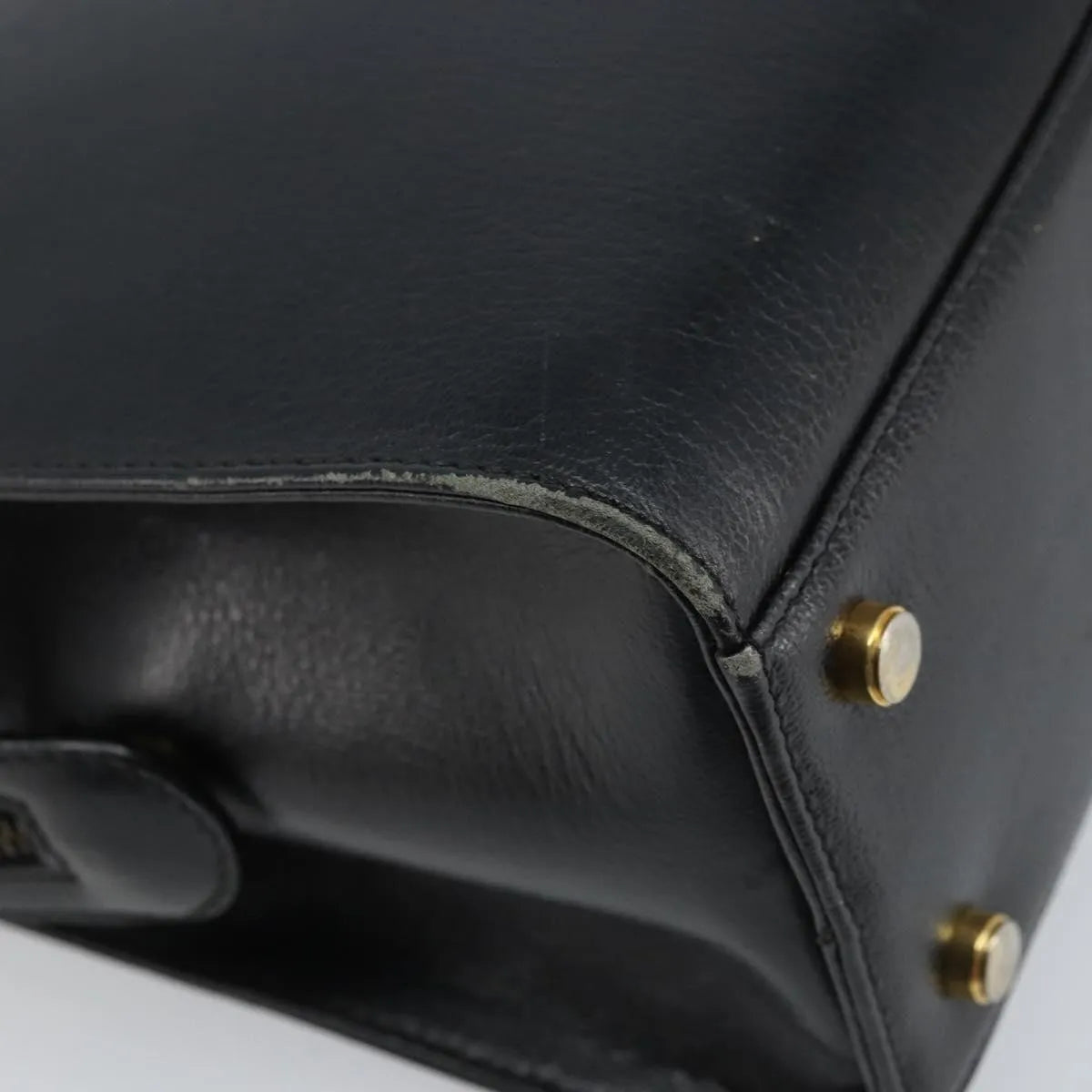 Salvatore Ferragamo Gancini Leather Black Leather Handbag (Pre-Owned)