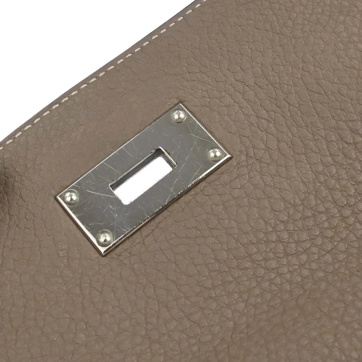 Hermes Shoulder Kelly Clemence Gray Leather Handbag (Pre-Owned)