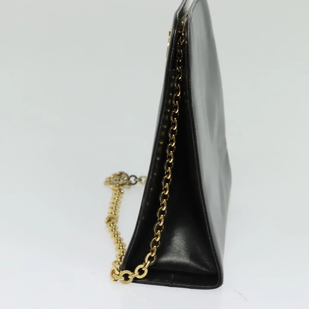 Salvatore Ferragamo Vintage Gancini Chain Leather Black Leather Shoulder Bag Bag (Pre-Owned)