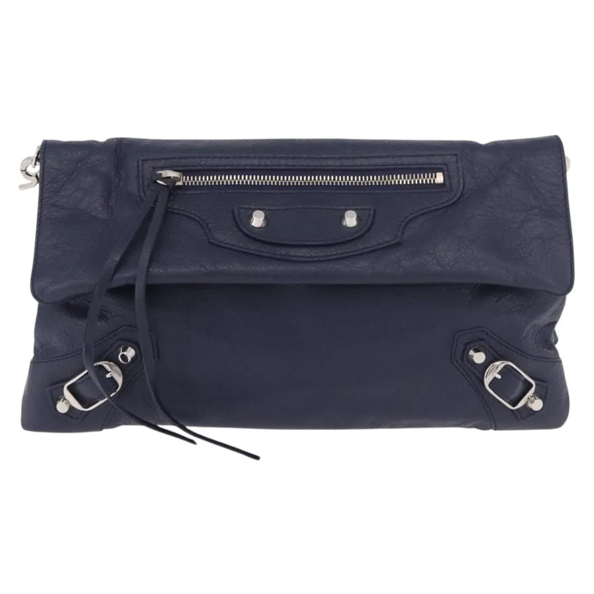 Balenciaga Classic Studs Envelope Strap Clutch Leather Navy Leather Clutche & Pouche Bag (Pre-Owned)