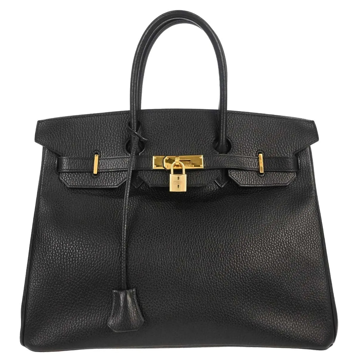Hermes Birkin Handbag Black Ardennes With Gold Hardware Black Leather Handbag (Pre-Owned)