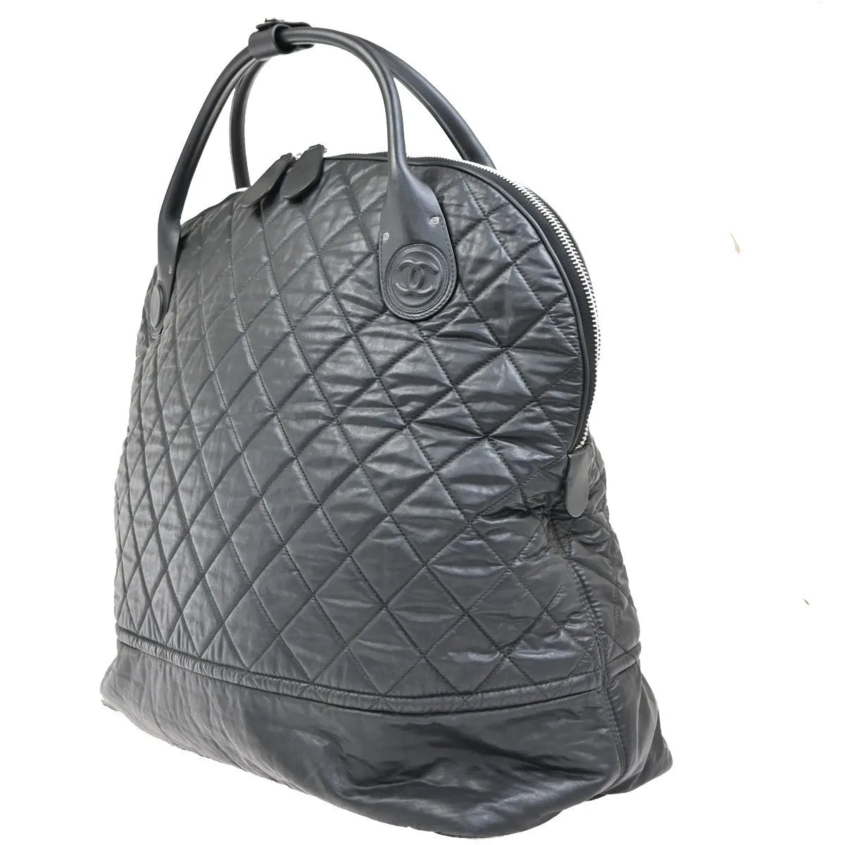 Chanel Horizontal Sport Weekender Quilted Coated Canvas Black Nylon Travel Bag Bag (Pre-Owned)