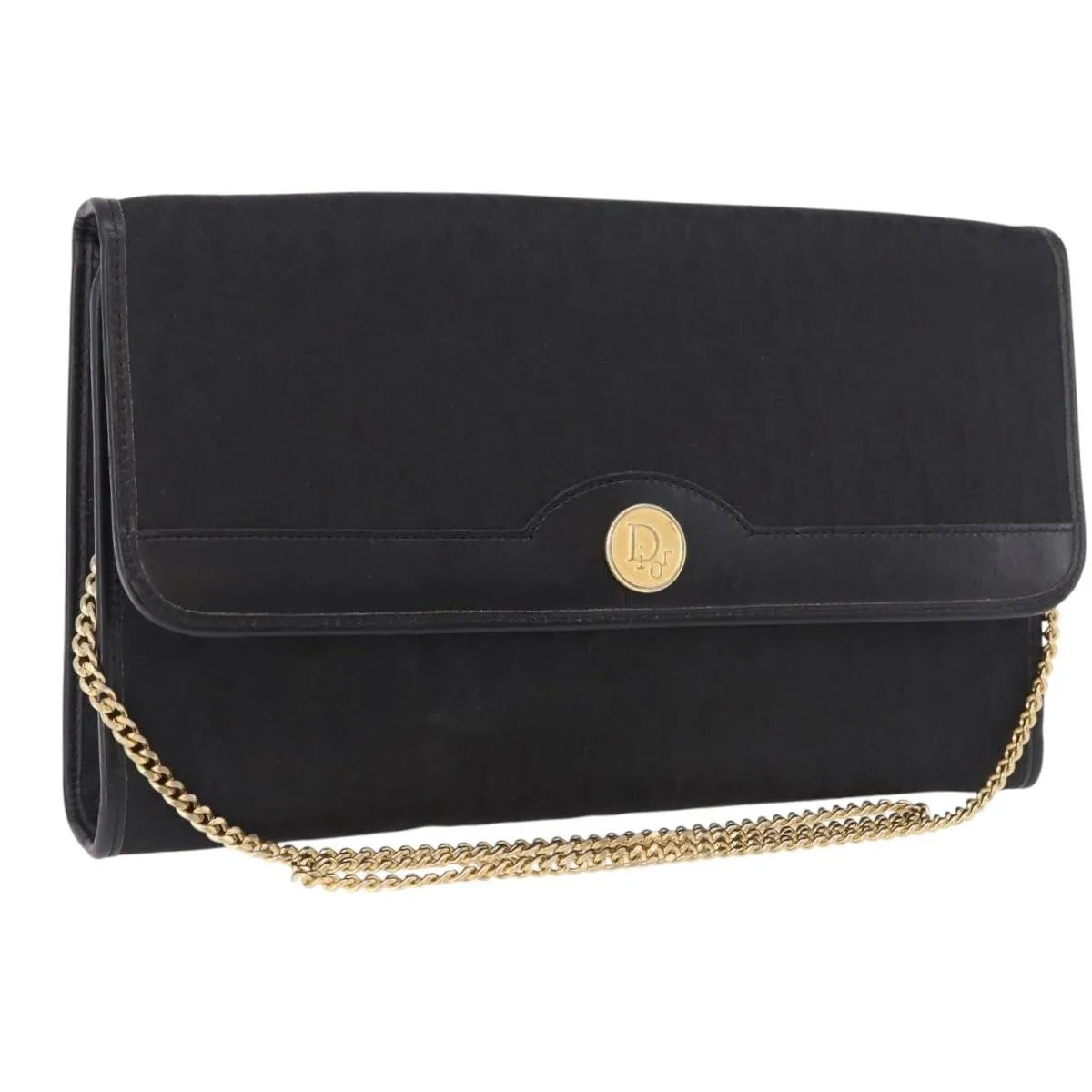 Christian Dior Vintage Honeycomb Chain Canvas Black Canvas Shoulder Bag Bag (Pre-Owned)