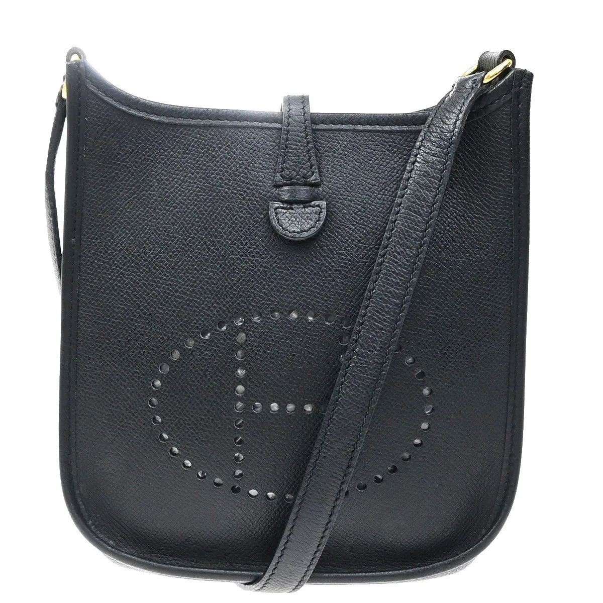 Hermes Long Strap Evelyne Epsom Black Leather Shoulder Bag Bag (Pre-Owned)
