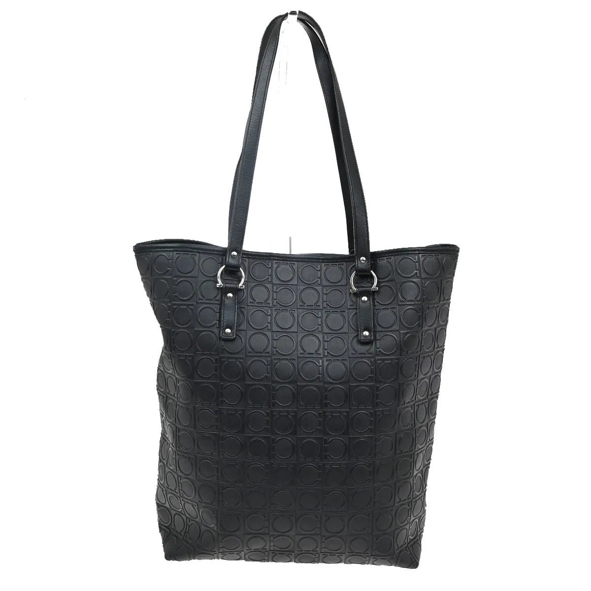 Salvatore Ferragamo Gancini Tote Gancini Canvas Black Canvas Tote Bag Bag (Pre-Owned)