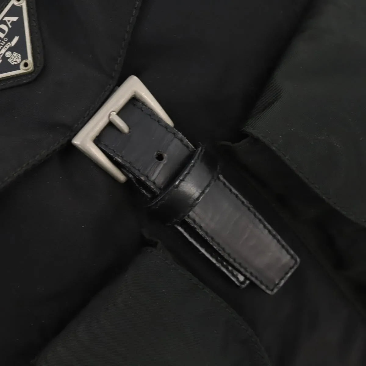 Prada Double Front Pocket Tessuto Black Nylon Backpack Bag (Pre-Owned)