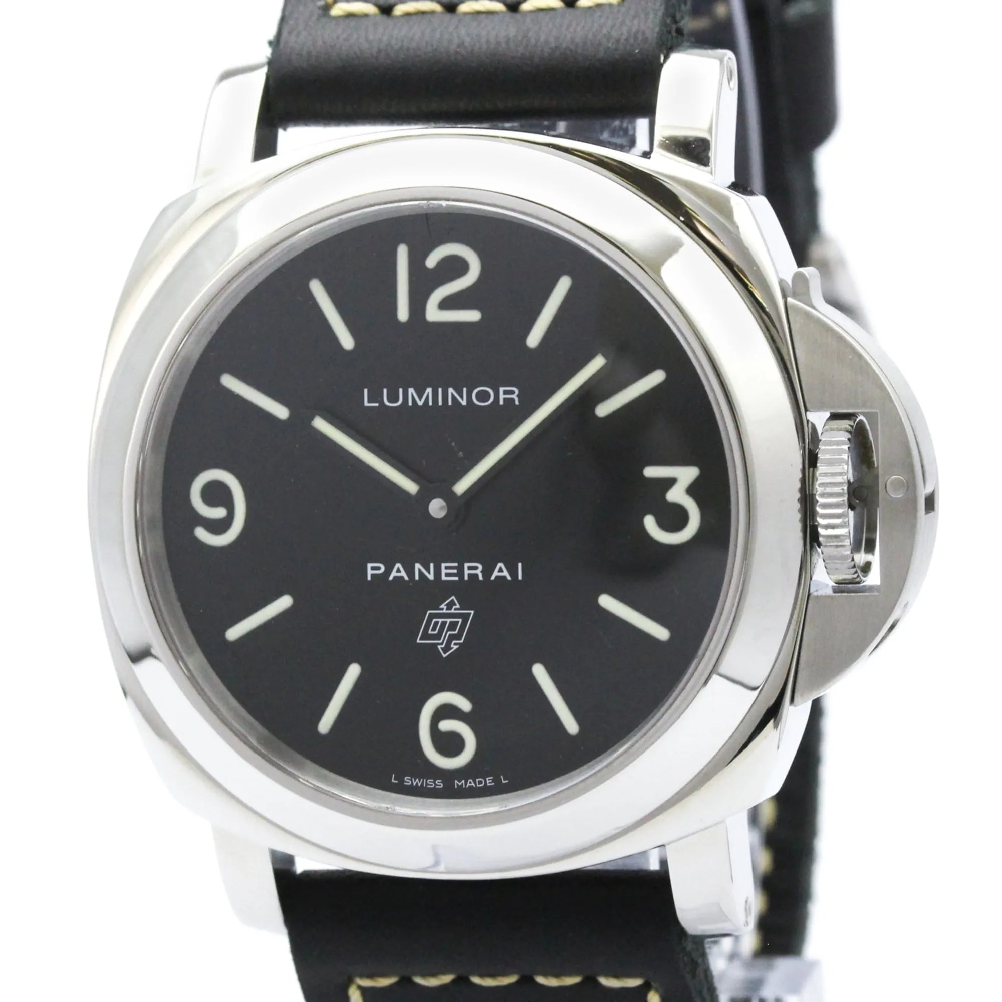 Panerai Luminor Base Logo Manual Stainless Steel And Leather Watch (Pre-Owned)