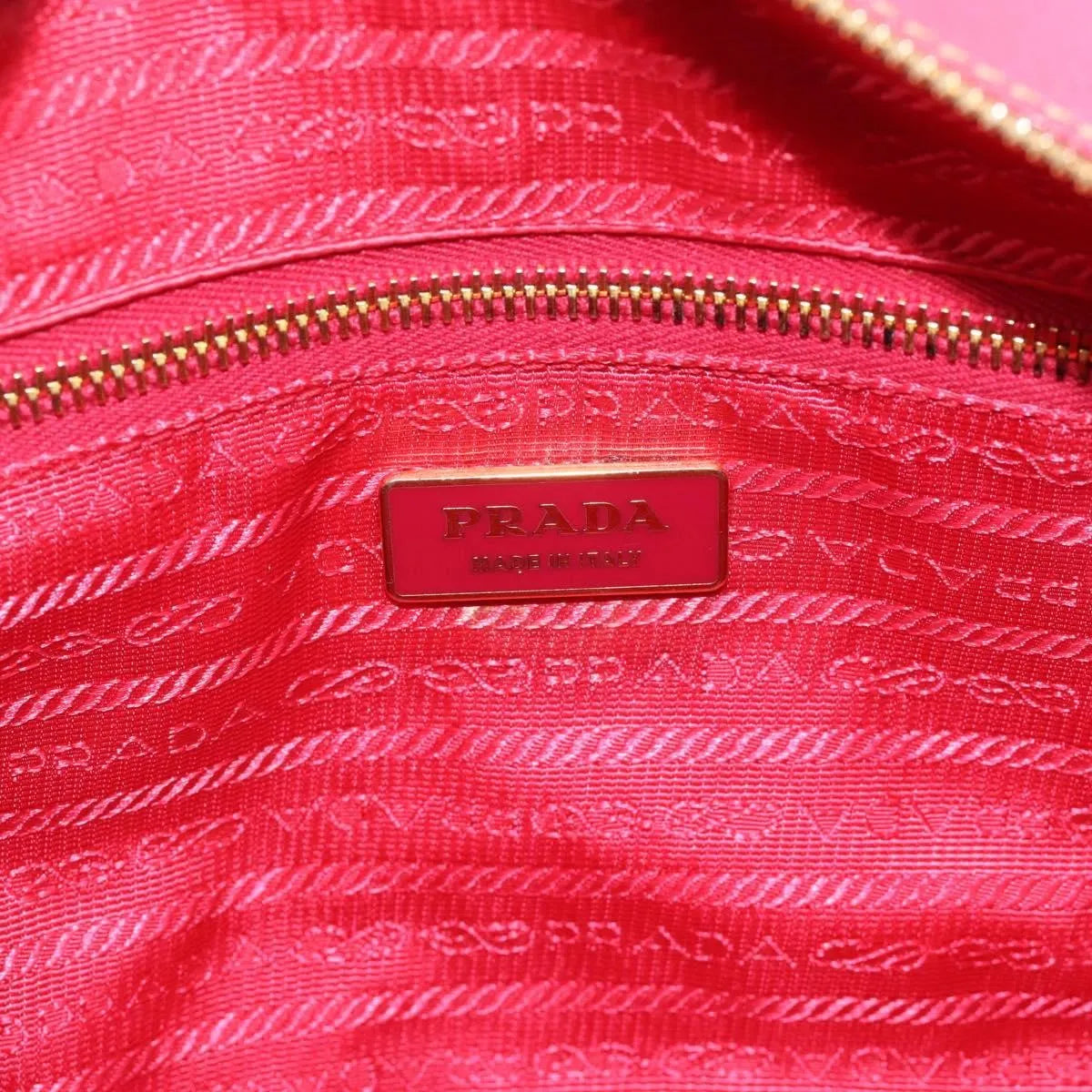 Prada Bauletto Saffiano Leather Pink Leather Handbag (Pre-Owned)