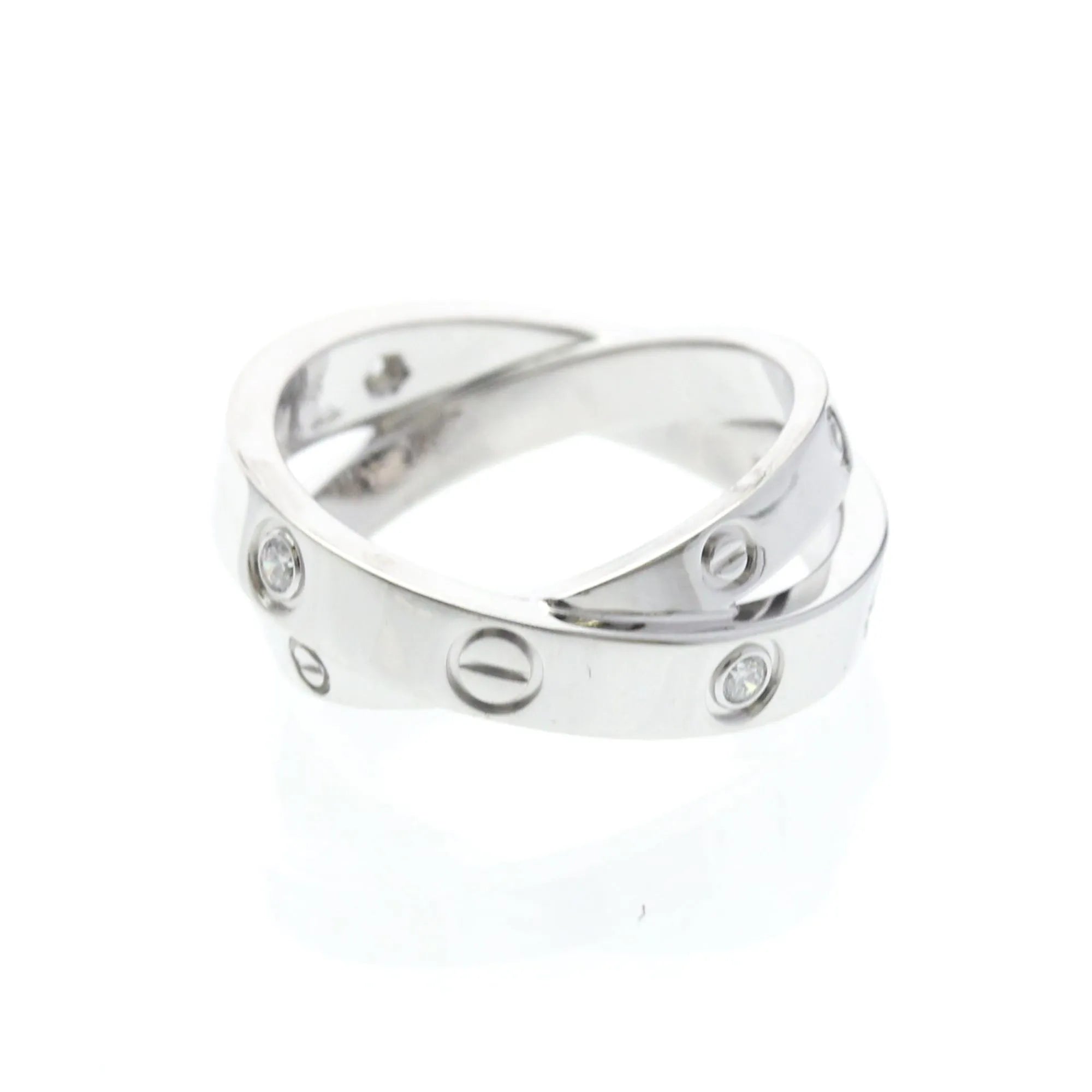 Cartier Be Love 18K White Gold With Diamonds Silver White_Gold Ring Jewelry (Pre-Owned)