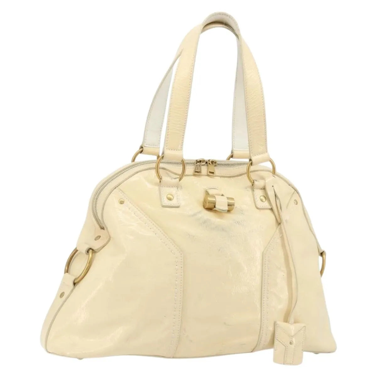 Saint Laurent Muse Shoulder Leather White Patent_Leather Handbag (Pre-Owned)