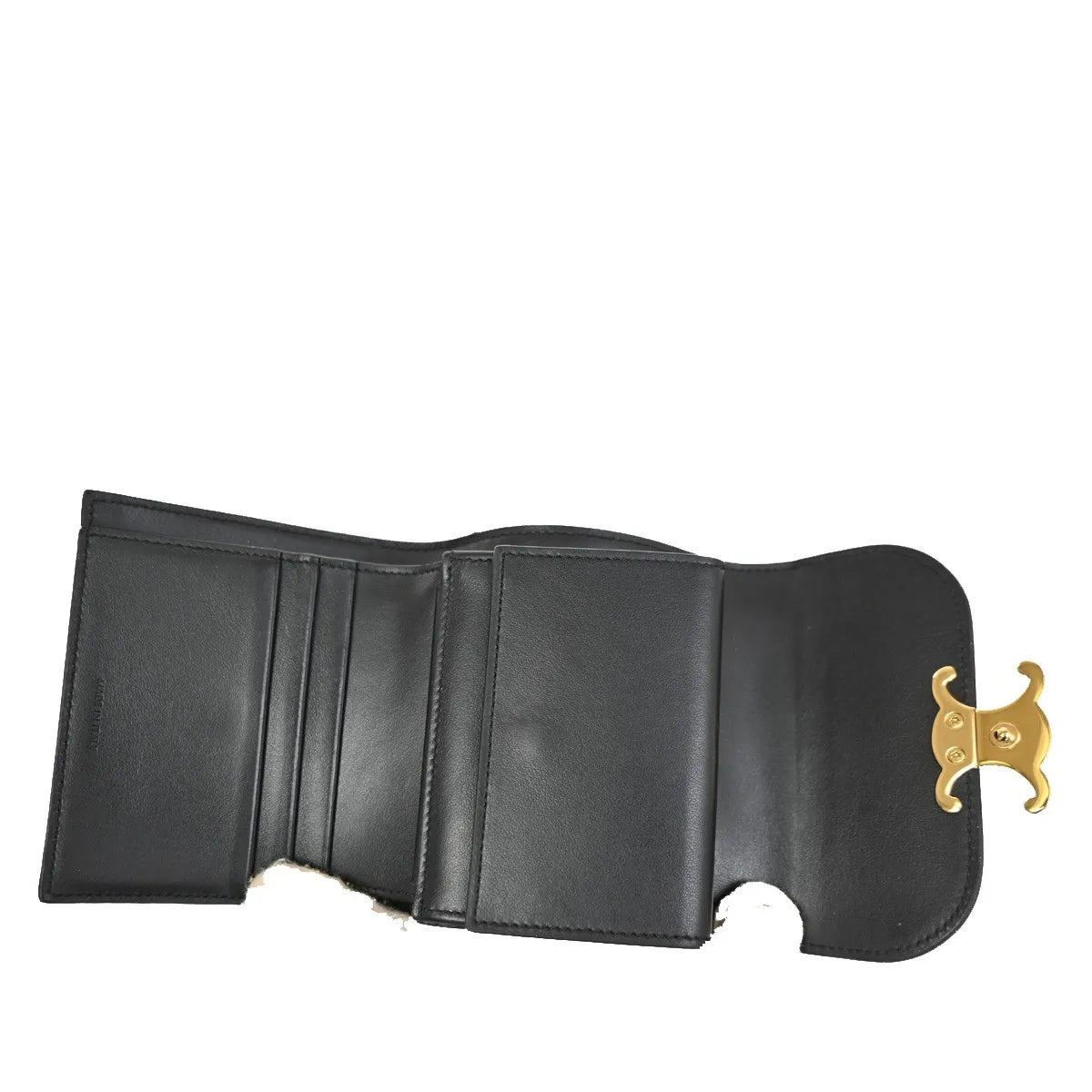 Celine Triomphe Trifold Leather Black Leather Wallets Accessory (Pre-Owned)