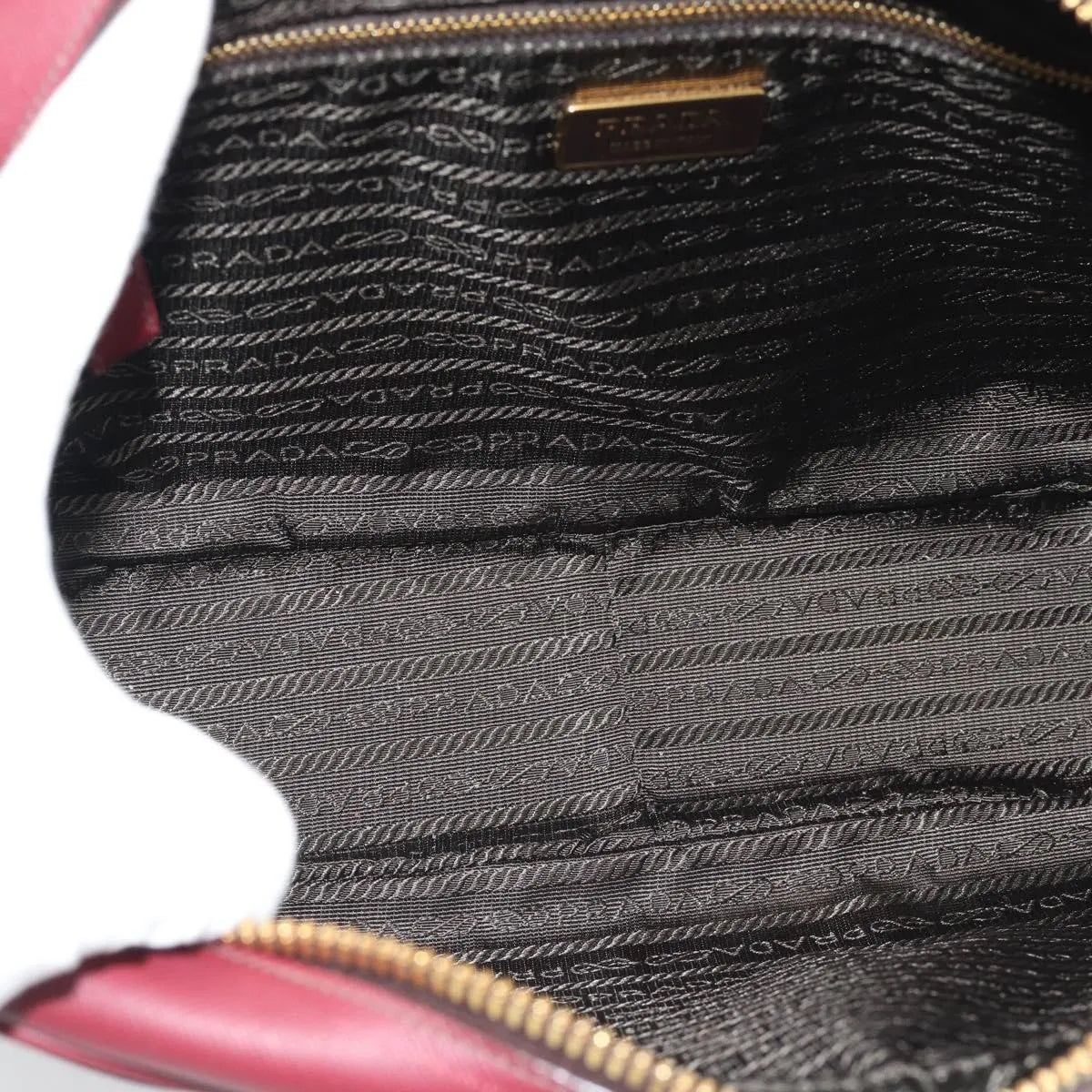 Prada Bauletto Saffiano Leather Red Leather Handbag (Pre-Owned)