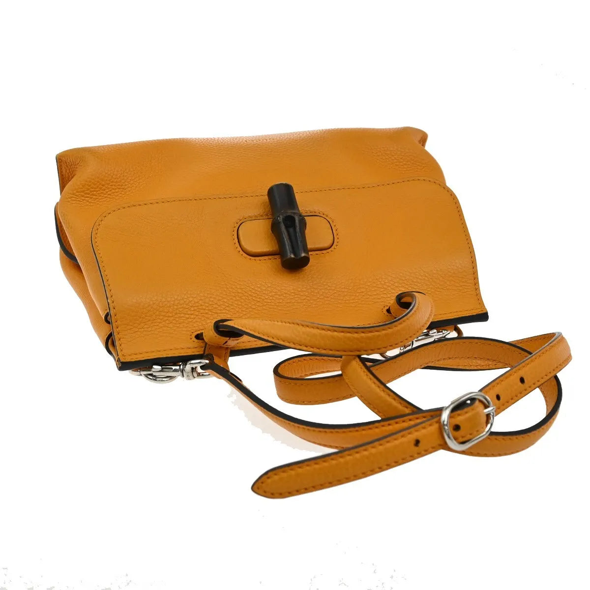 Gucci Bamboo Daily Top Handle Leather Orange Leather Handbag (Pre-Owned)