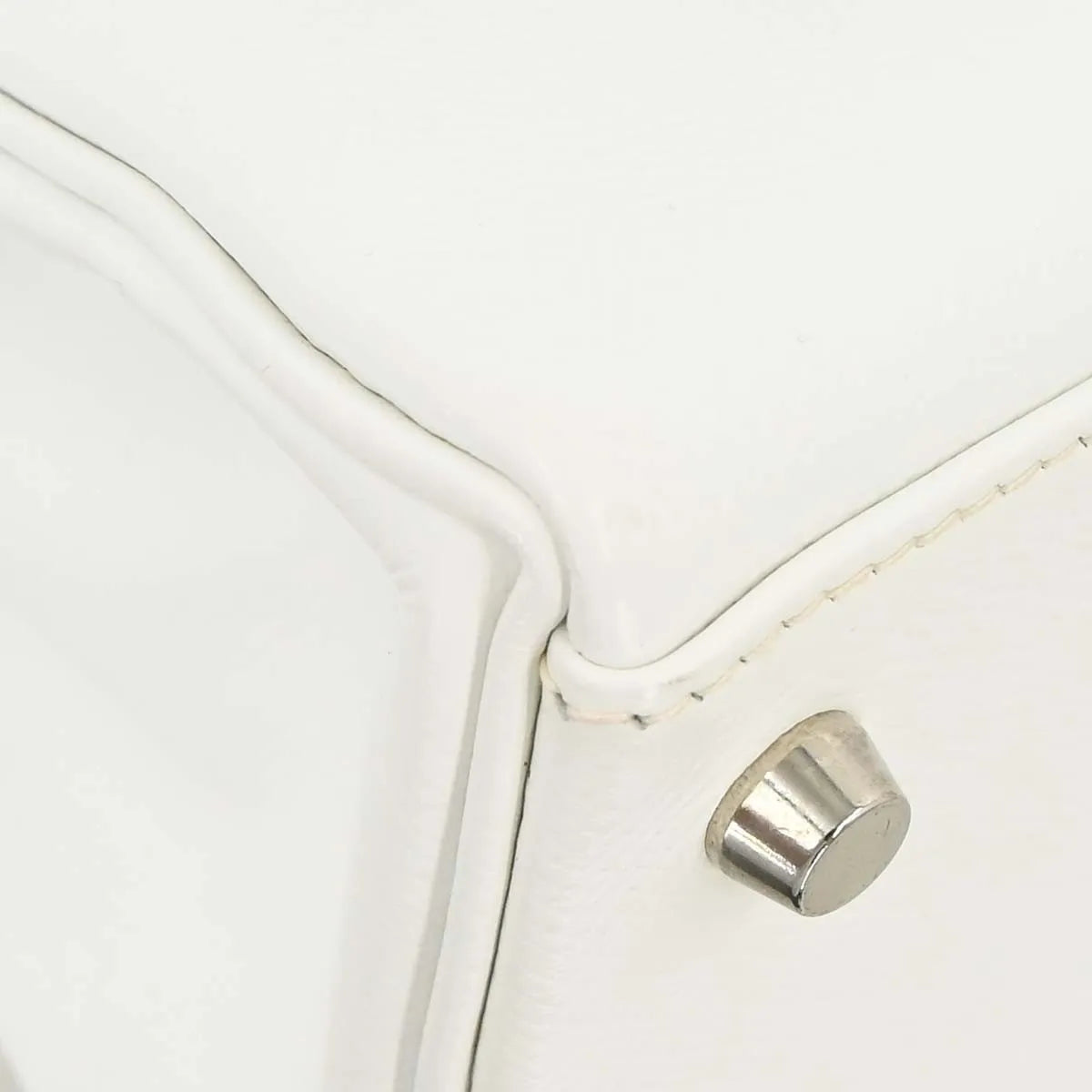 Hermes Kelly Handbag White Epsom With Palladium Hardware White Leather Handbag (Pre-Owned)