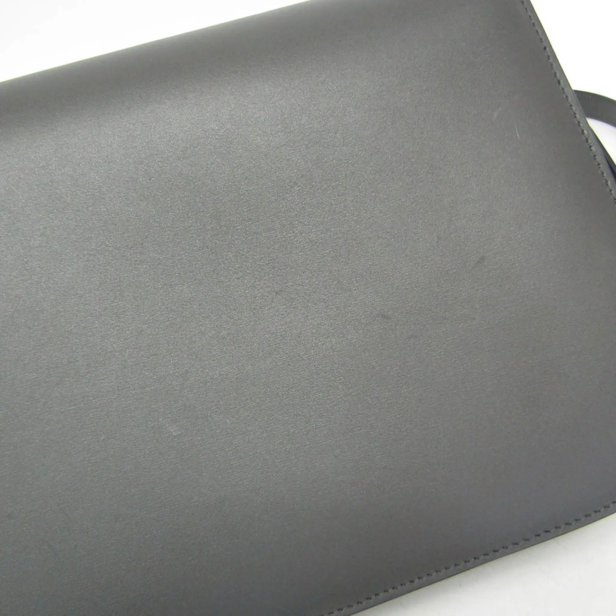 Celine Classic Box Bag Smooth Leather Gray Leather Shoulder Bag Bag (Pre-Owned)