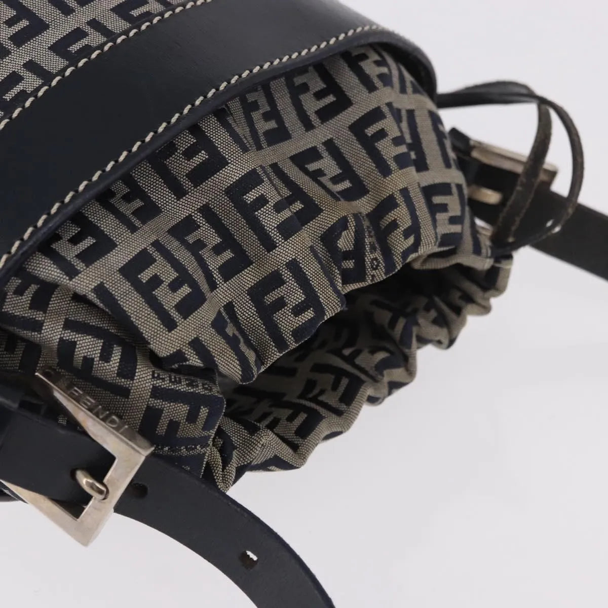 Fendi Zucchino Canvas Navy Canvas Handbag (Pre-Owned)