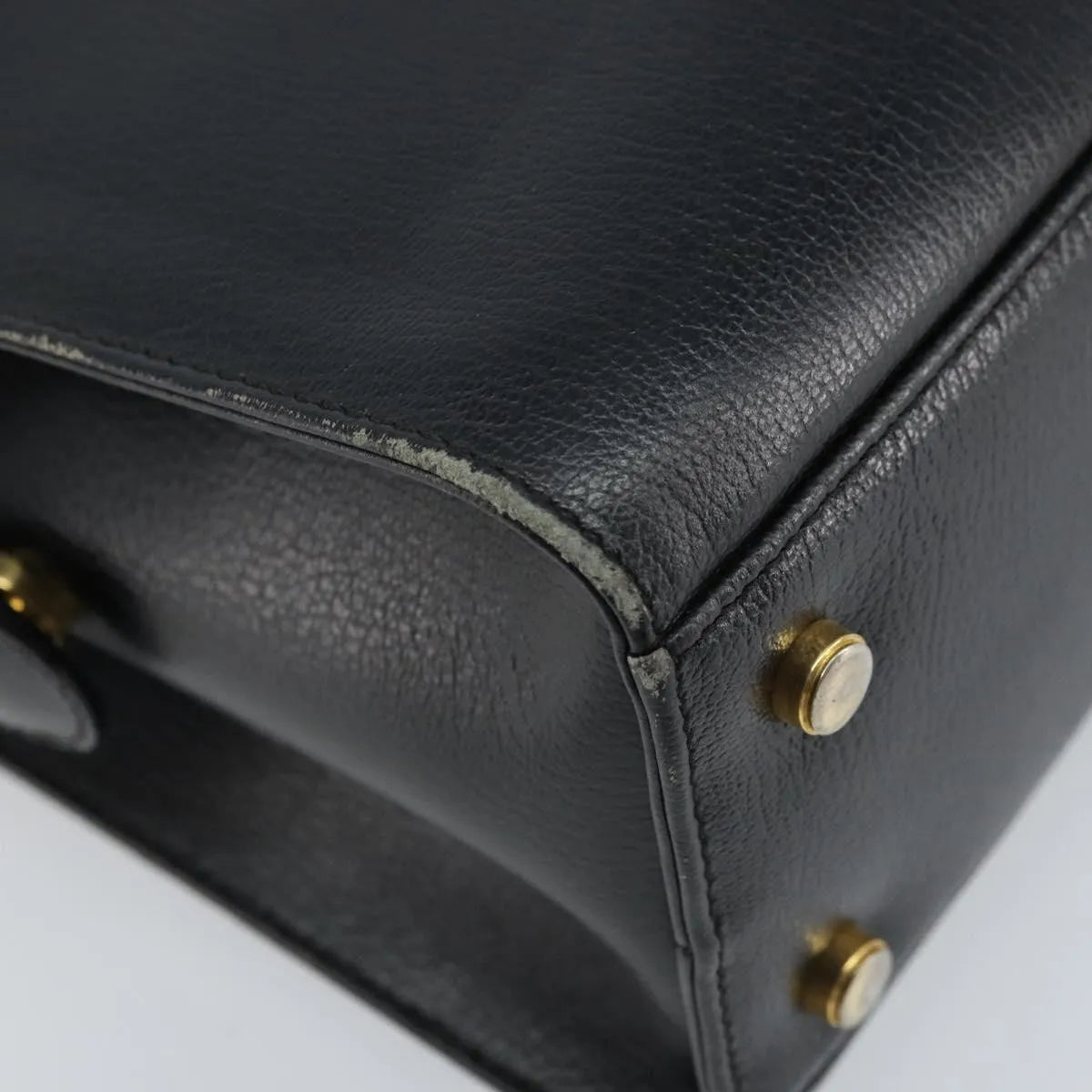 Salvatore Ferragamo Gancini Leather Black Leather Handbag (Pre-Owned)