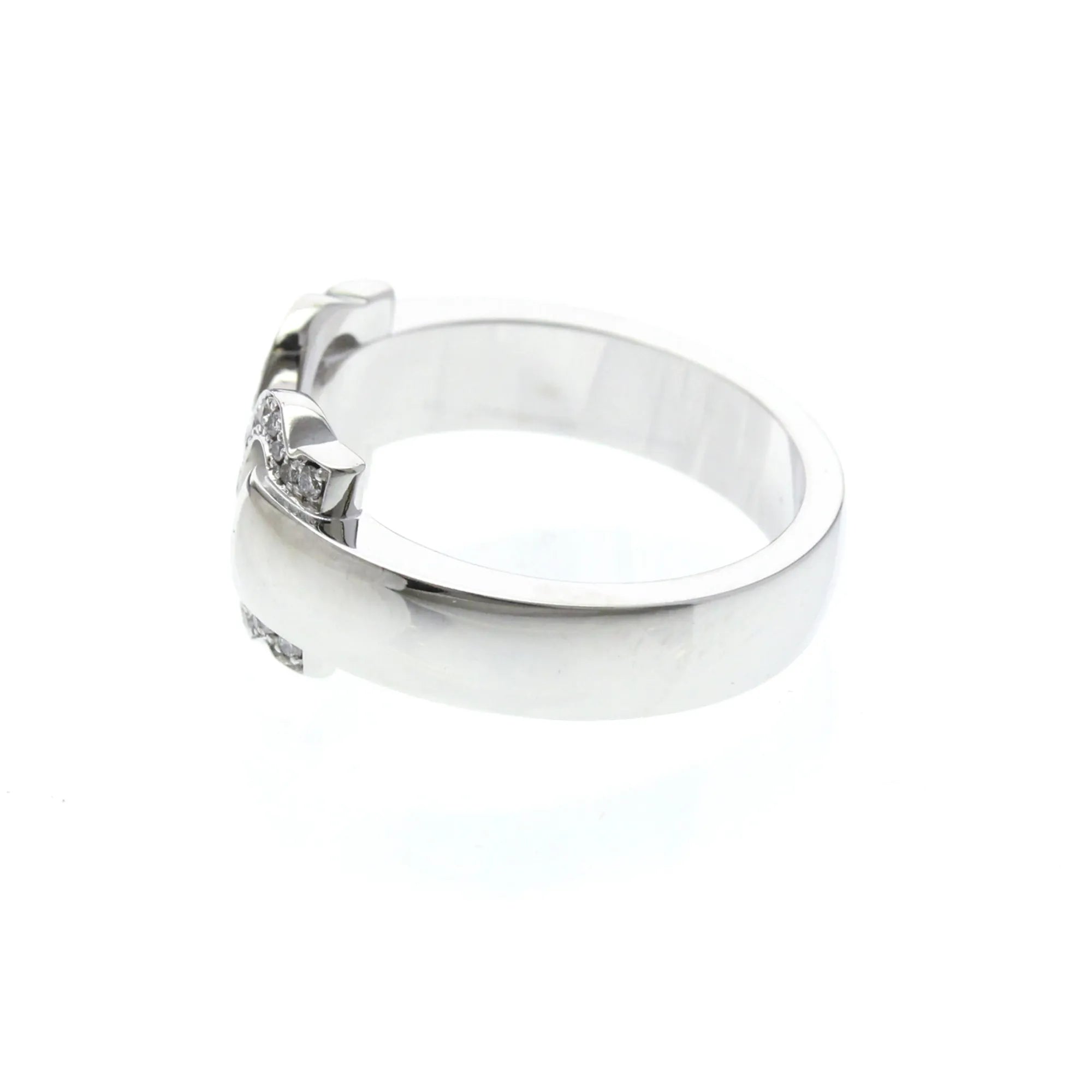 Cartier Vintage C De Cartier 18K White Gold With Diamonds Silver White_Gold Ring Jewelry (Pre-Owned)
