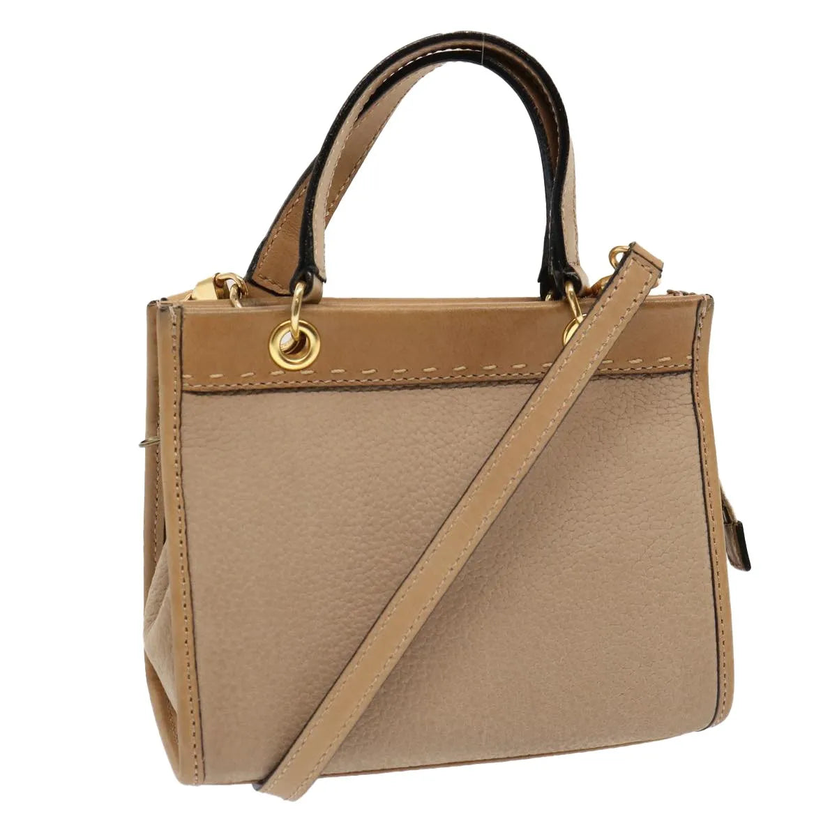 Celine Vintage Leather Beige Leather Handbag (Pre-Owned)