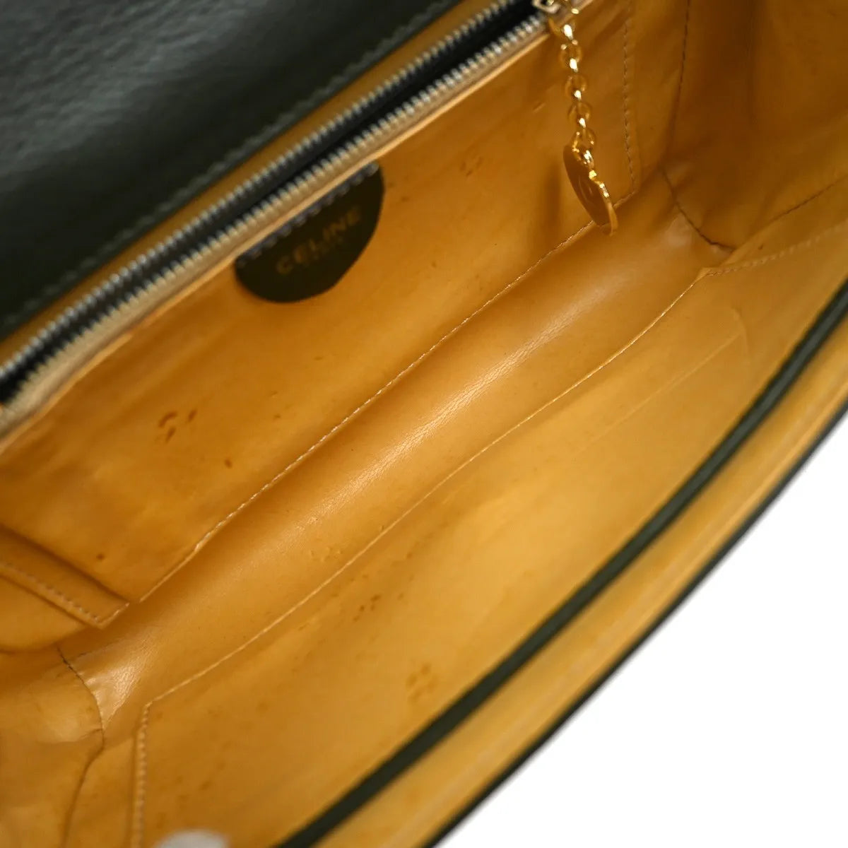 Celine Vintage Leather Green Leather Shoulder Bag Bag (Pre-Owned)