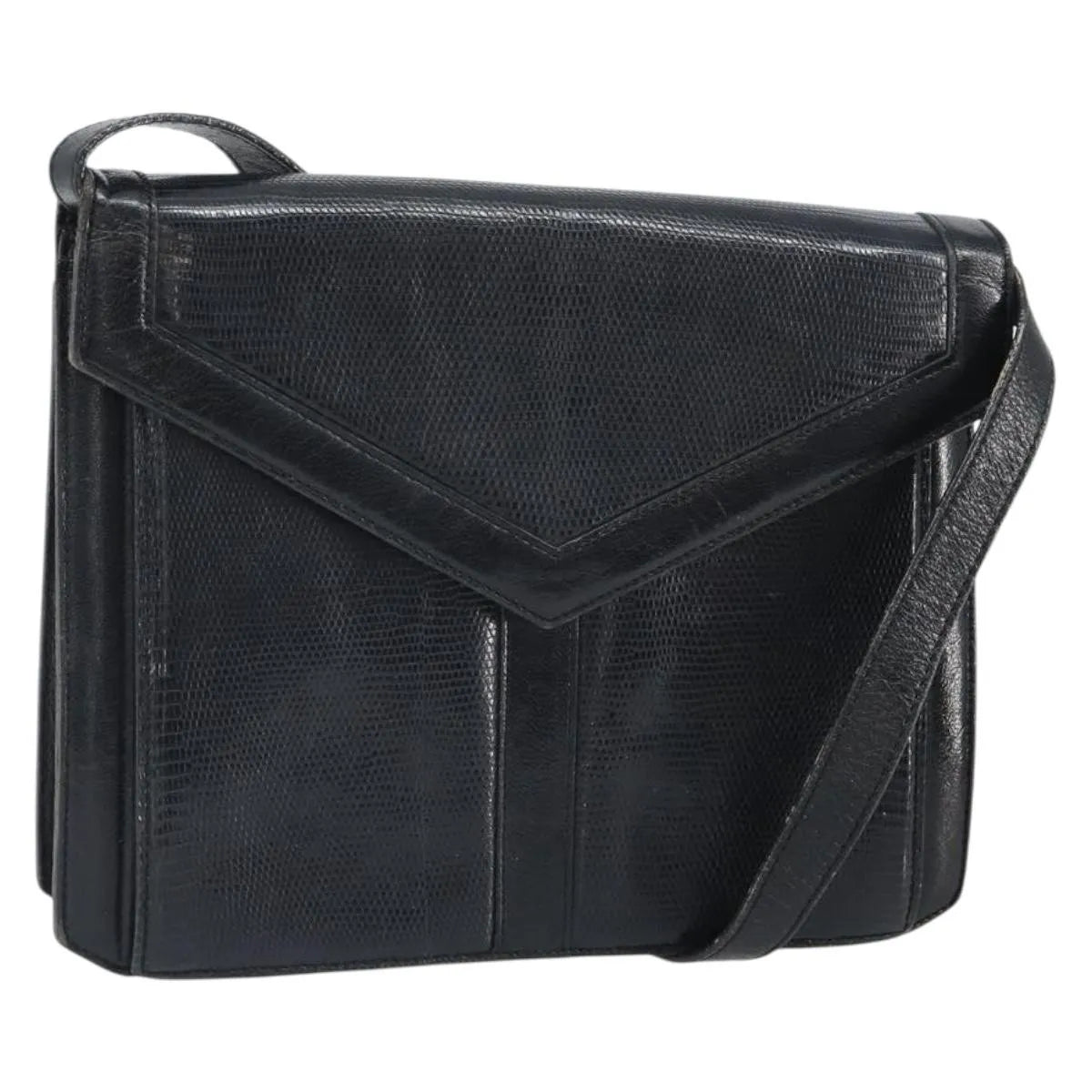 Saint Laurent Vintage Shoulder Bag Leather Black Leather Shoulder Bag Bag (Pre-Owned)
