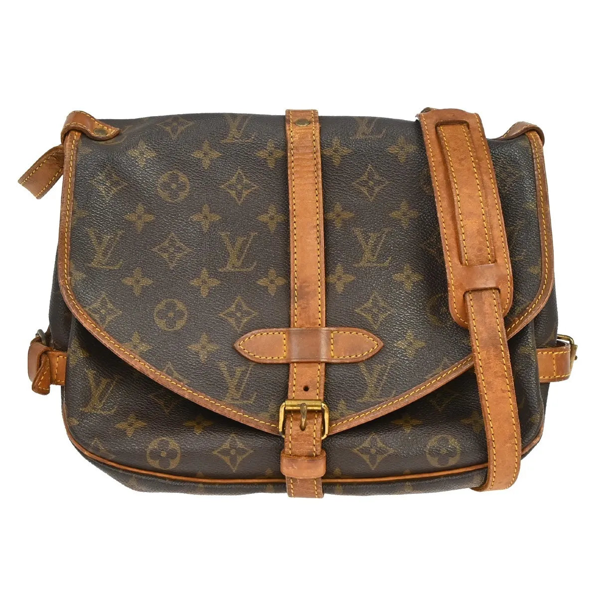 Louis Vuitton Saumur Monogram Brown Canvas Shoulder Bag Bag (Pre-Owned)
