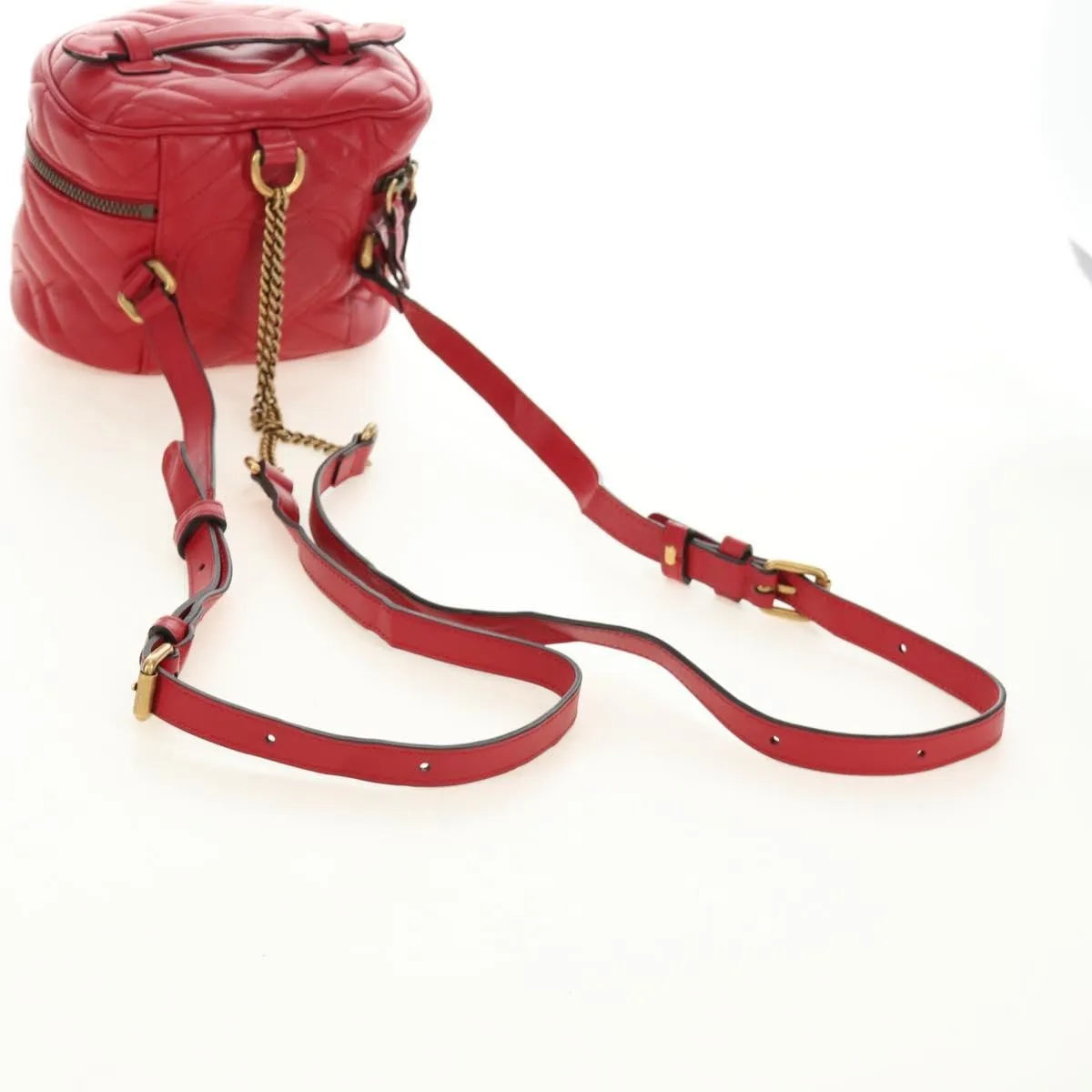 Gucci Gg Marmont Vanity Matelasse Leather Red Leather Backpack Bag (Pre-Owned)