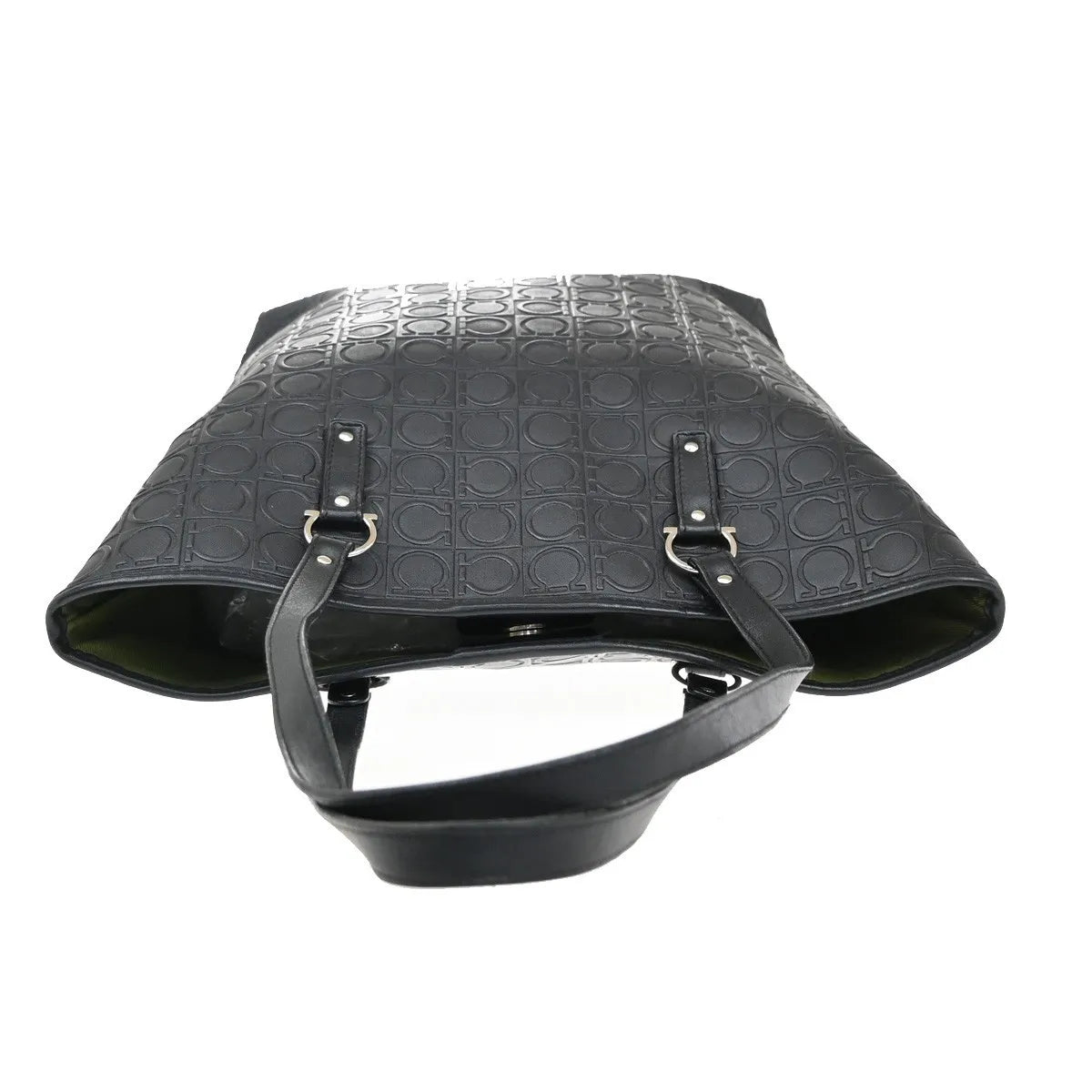 Salvatore Ferragamo Gancini Tote Gancini Canvas Black Canvas Tote Bag Bag (Pre-Owned)