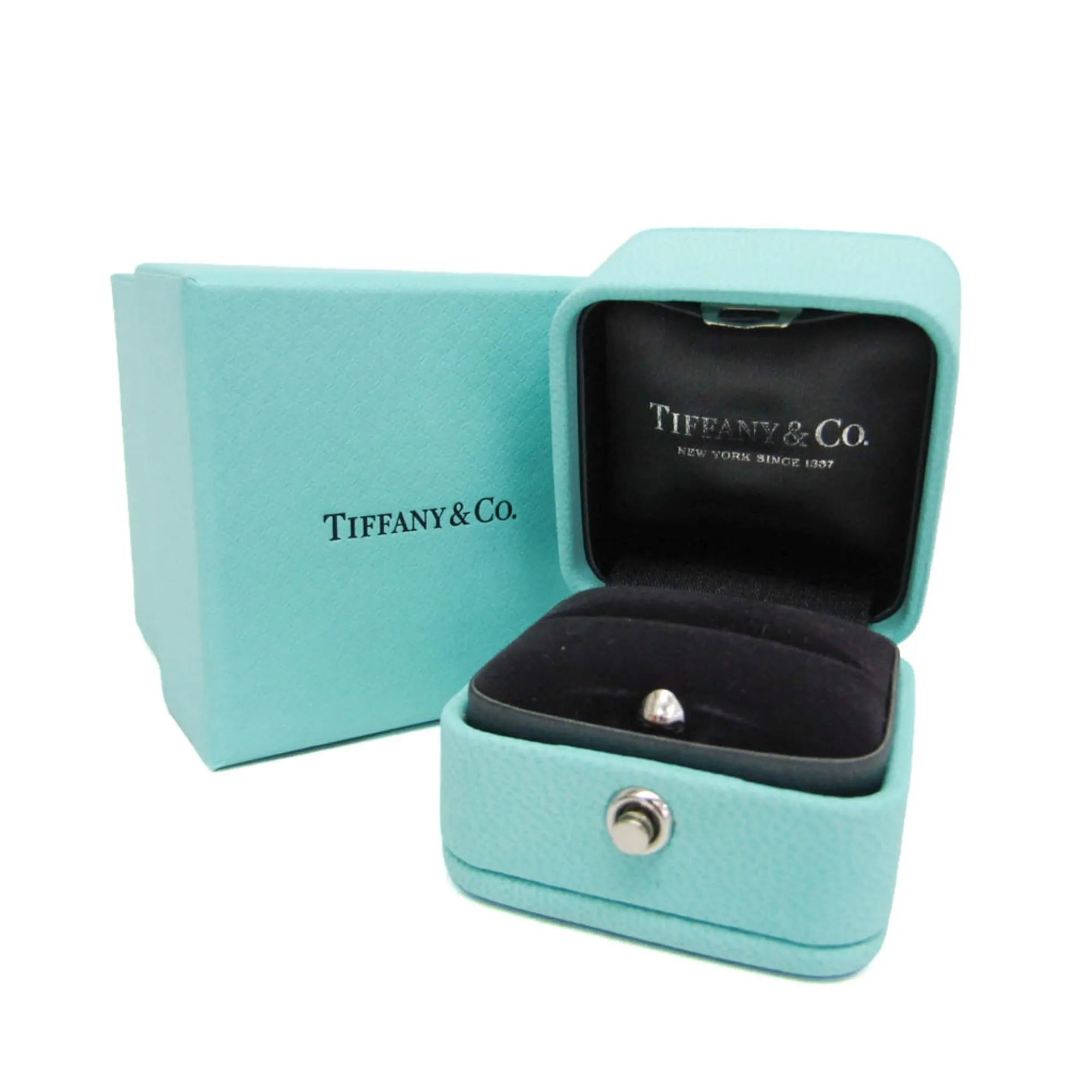 Tiffany & Co. T Wire 18K White Gold With Diamonds Silver White_Gold Ring Jewelry (Pre-Owned)
