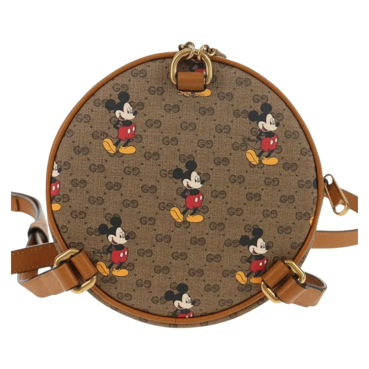 Gucci Disney Mickey Mouse Round Backpack (Outlet) Printed Mini Gg Coated Canvas Beige Canvas Backpack Bag (Pre-Owned)