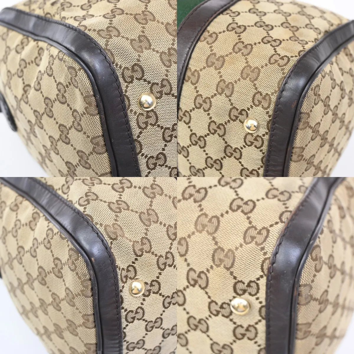 Gucci Vintage Web Boston Gg Canvas Brown Canvas Handbag (Pre-Owned)