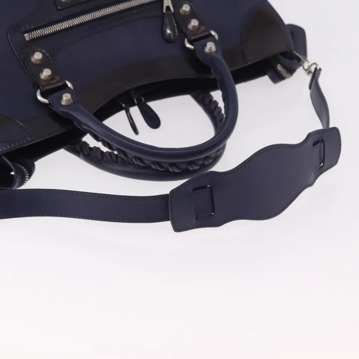 Balenciaga Holiday City Giant Studs Matte Calfskin Navy Leather Handbag (Pre-Owned)
