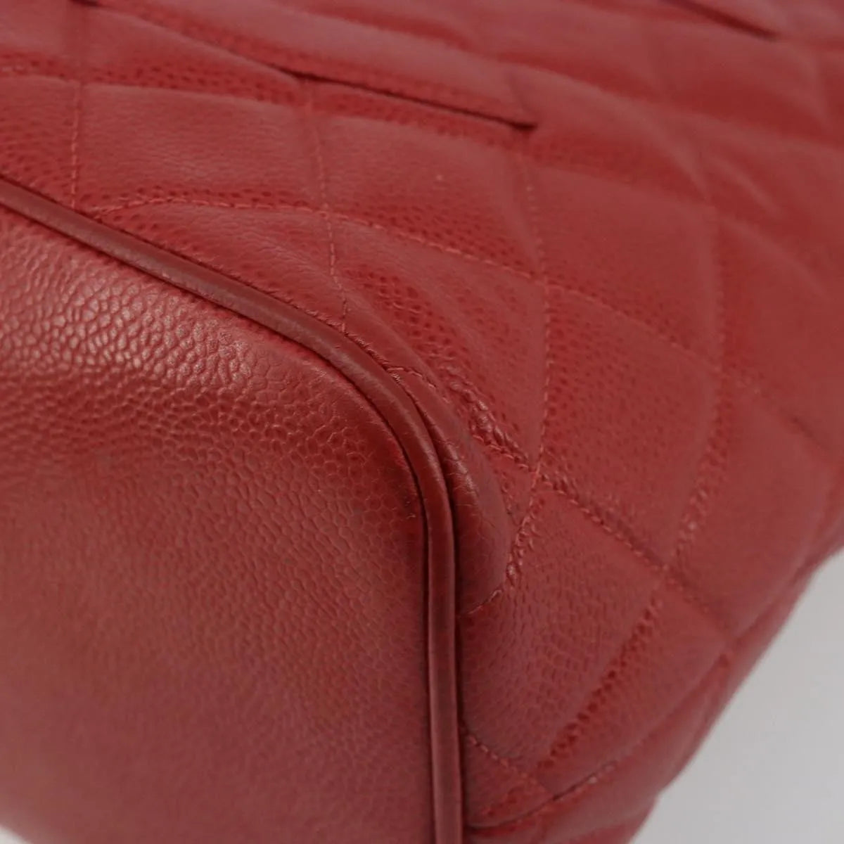 Chanel Medallion Tote Quilted Caviar Red Leather Tote Bag Bag (Pre-Owned)