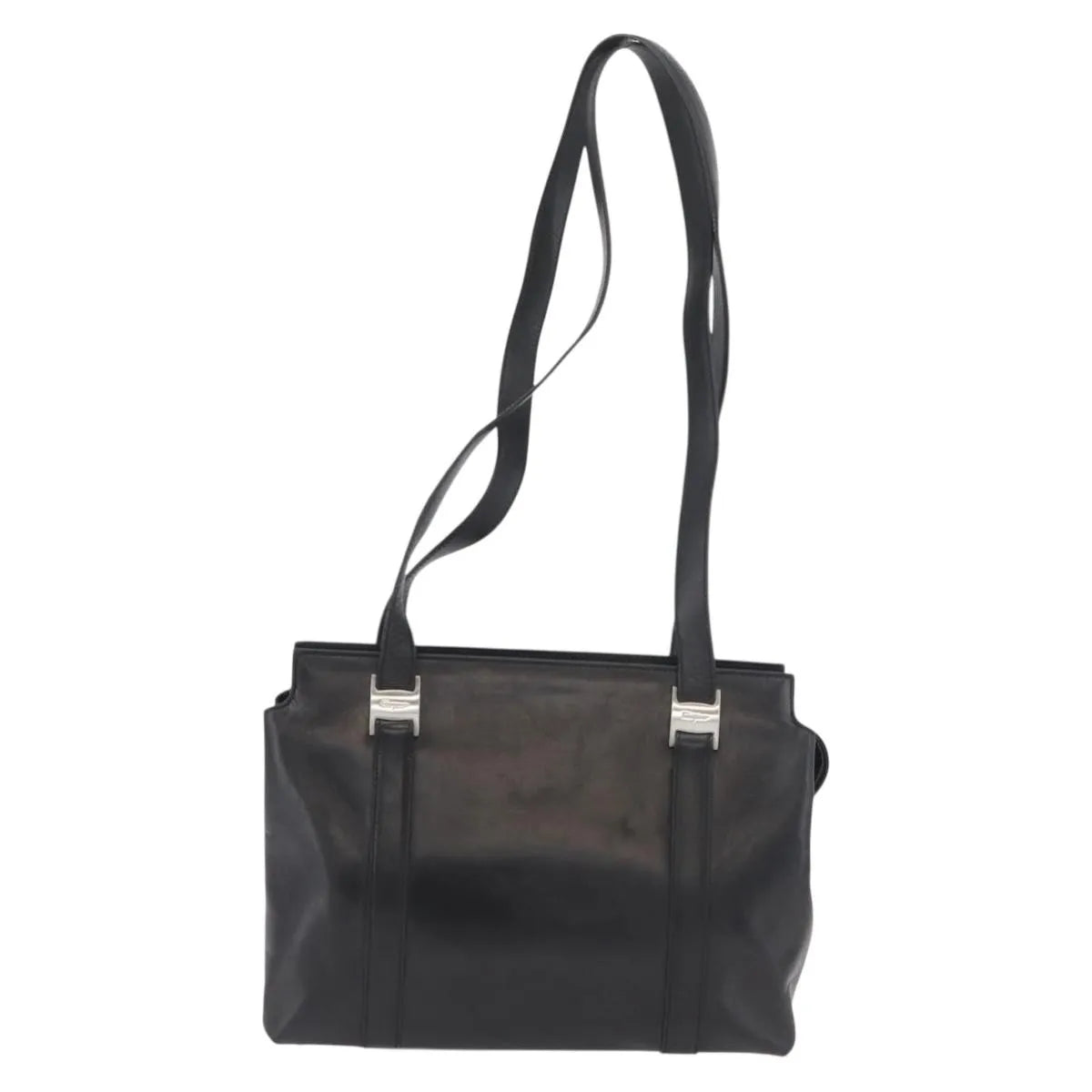 Salvatore Ferragamo Vintage Leather Black Leather Tote Bag Bag (Pre-Owned)