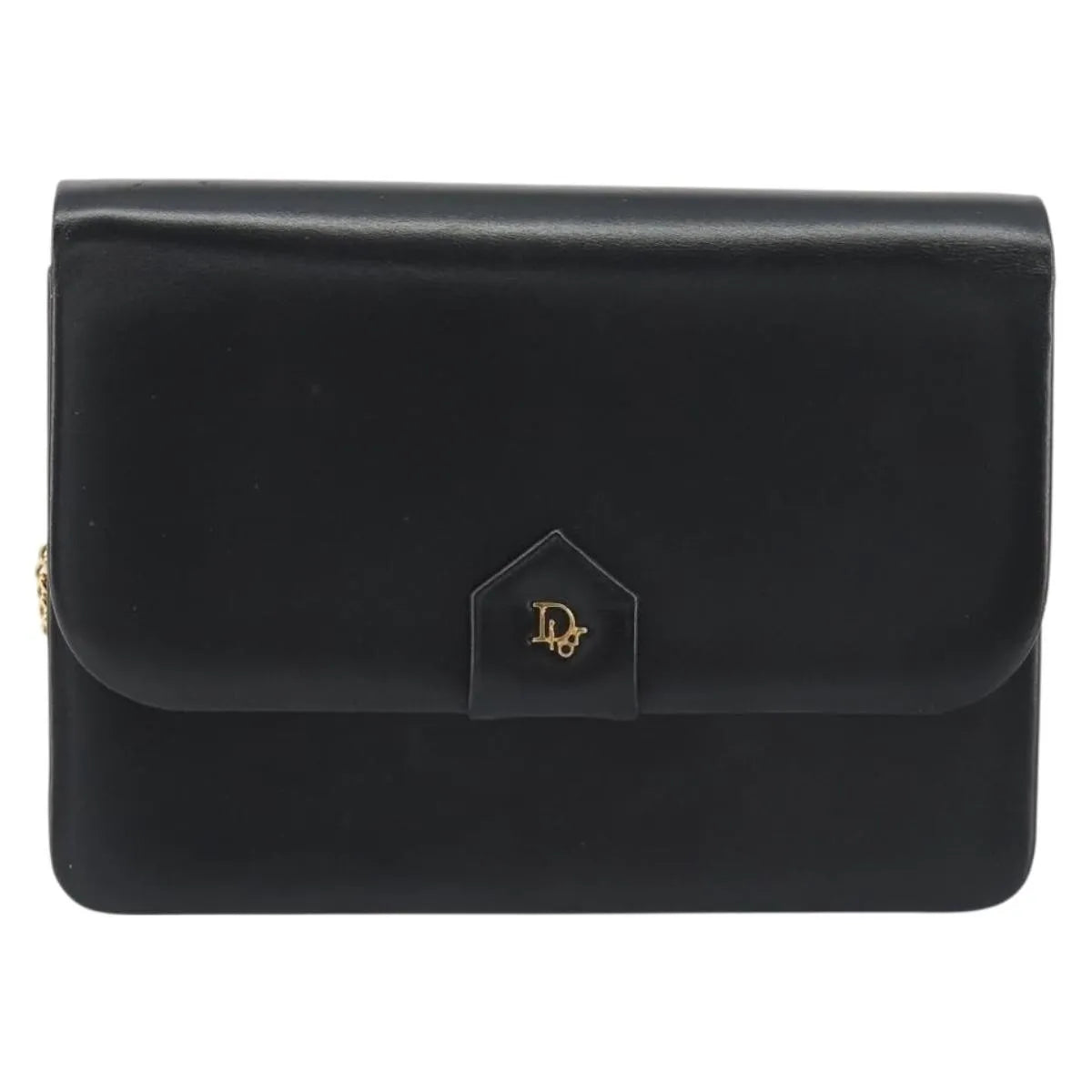 Christian Dior Vintage Clipper Closure Clutch With Logo Leather Black Leather Crossbody Bag Bag (Pre-Owned)