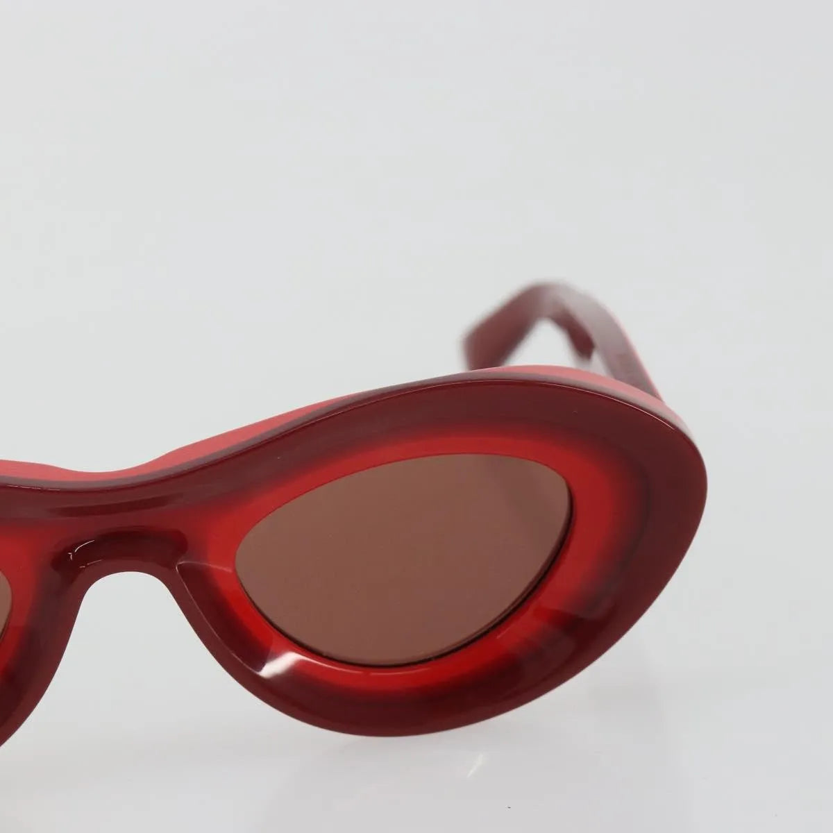 Bottega Veneta Ovale Acetate Red Plastic Sunglasse Accessory (Pre-Owned)