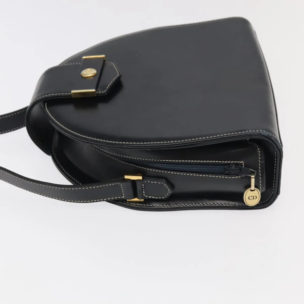 Christian Dior Vintage Leather Black Leather Shoulder Bag Bag (Pre-Owned)