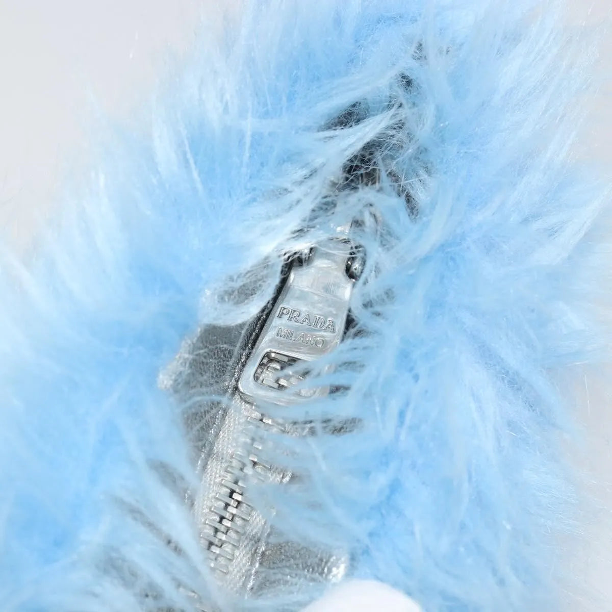 Prada Clutch Faux Fur Blue Fur Clutche & Pouche Bag (Pre-Owned)