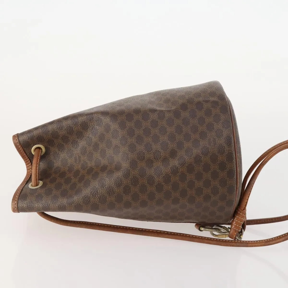 Celine Vintage Macadam Canvas And Leather Brown Canvas Backpack Bag (Pre-Owned)