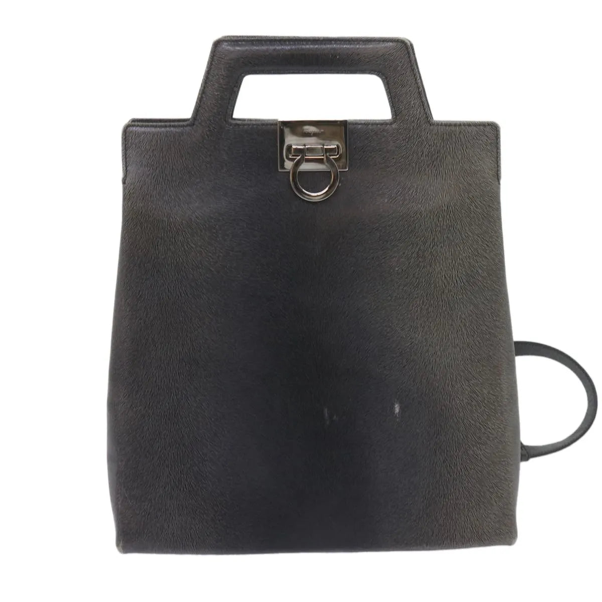 Salvatore Ferragamo Gancini Leather Gray Leather Handbag (Pre-Owned)