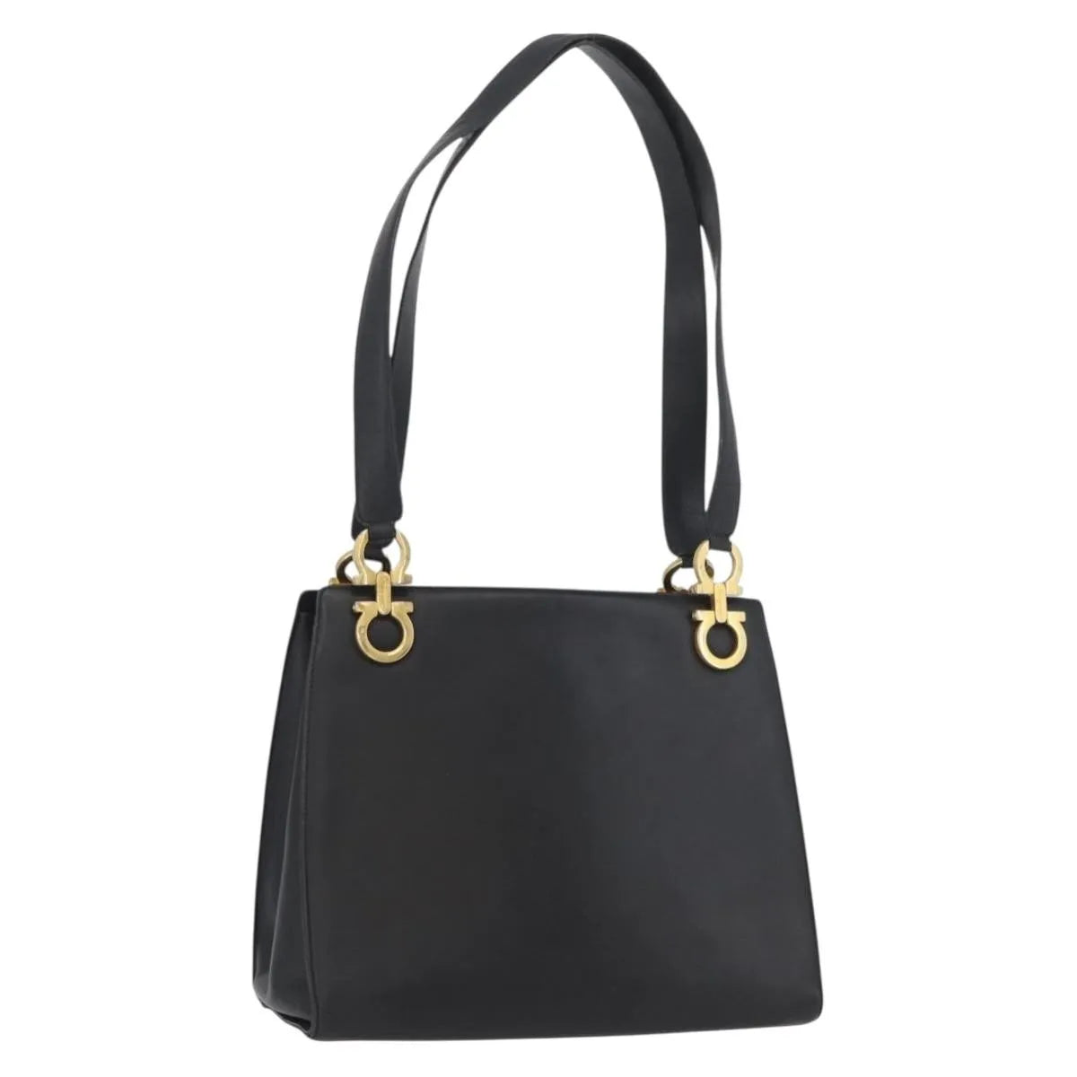 Salvatore Ferragamo Gancini Tote Leather Black Leather Tote Bag Bag (Pre-Owned)