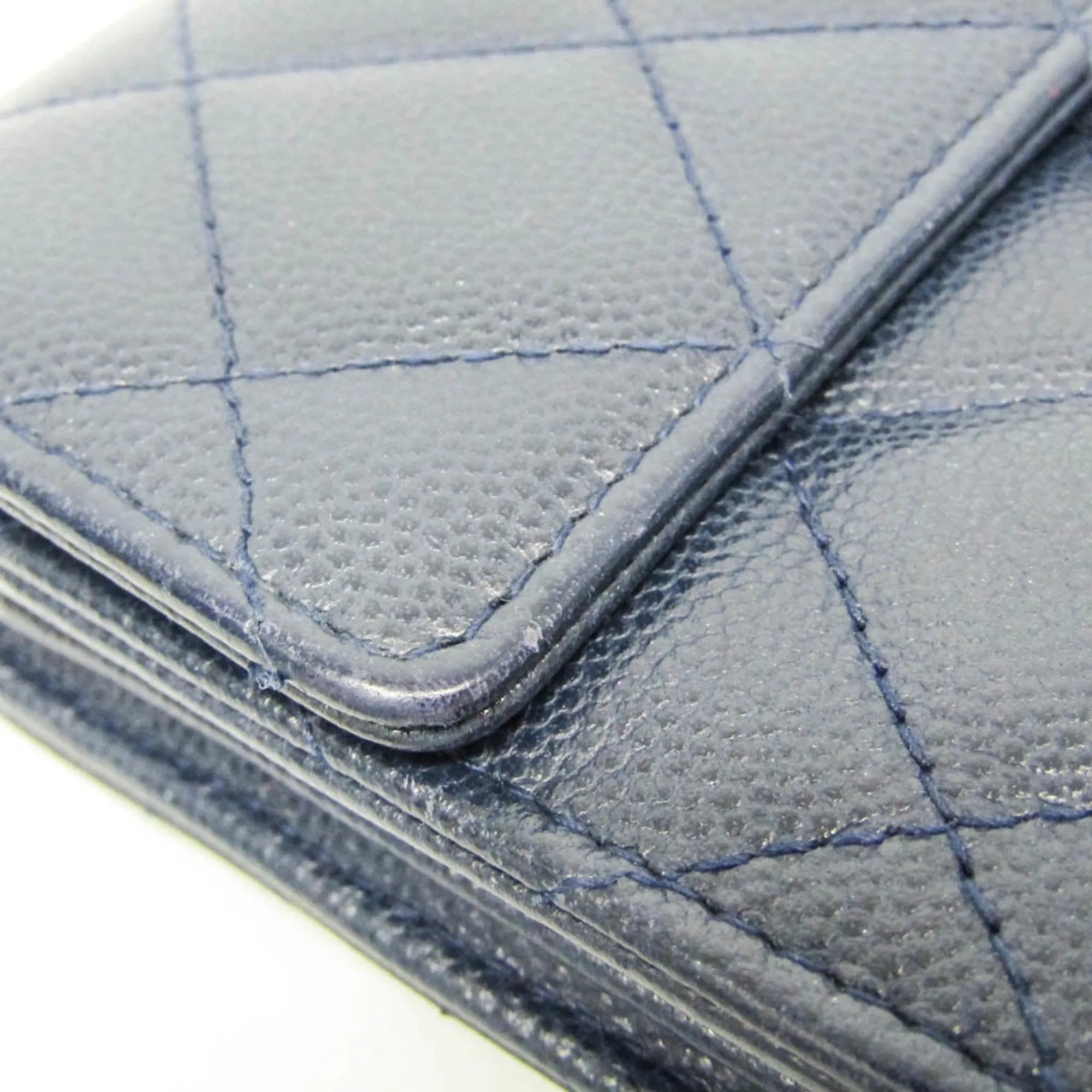 Chanel Matelasse Zippy Cc Navy Calfskin Wallets Accessory (Pre-Owned)