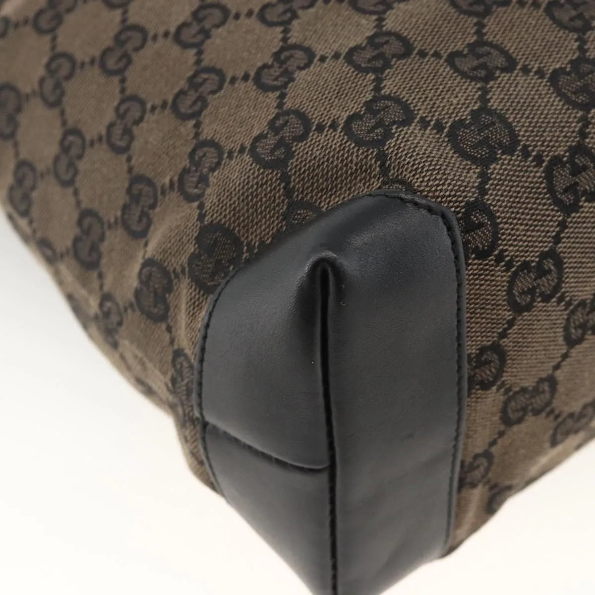Gucci Vintage Front Pocket Tote Gg Coated Canvas With Leather Black Canvas Tote Bag Bag (Pre-Owned)