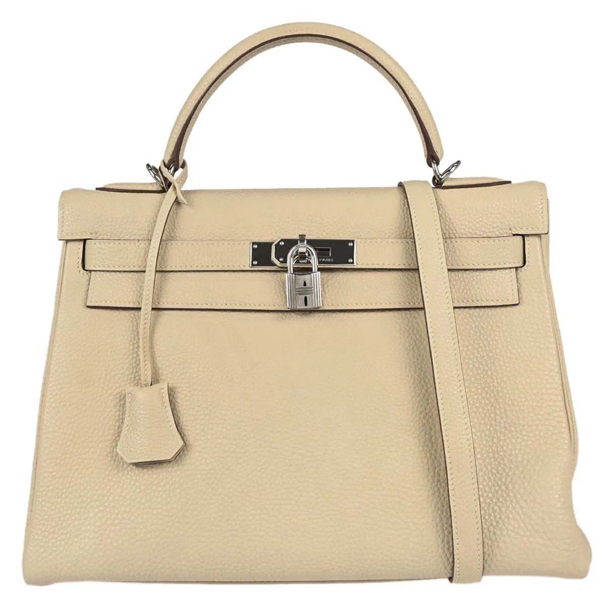 Hermes Kelly Retourne Togo Beige Leather Handbag (Pre-Owned)