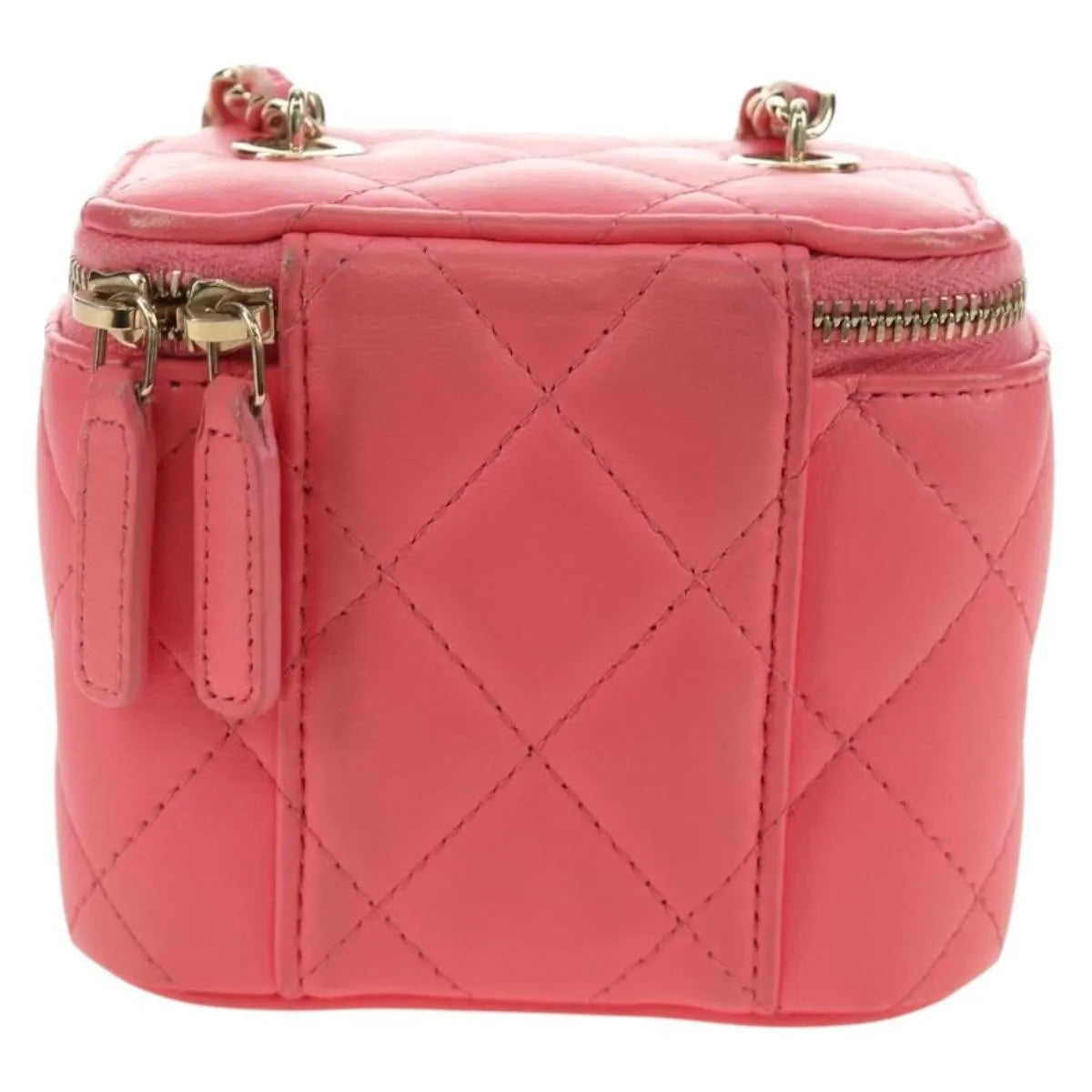 Chanel Classic Vanity Case With Chain Quilted Lambskin Pink Leather Handbag (Pre-Owned)