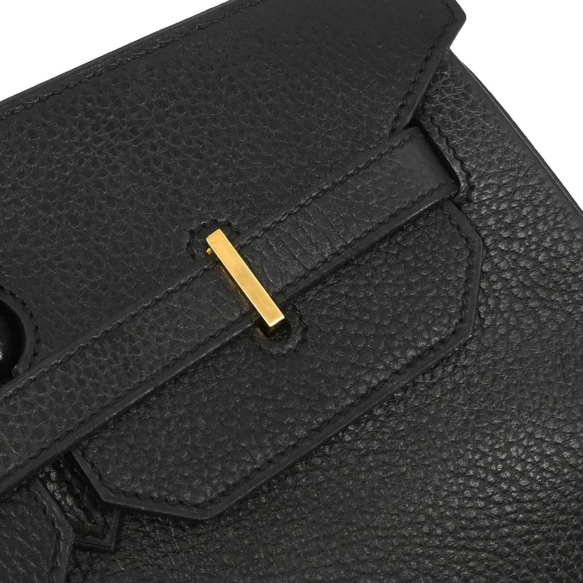 Hermes Birkin Handbag Black Ardennes With Gold Hardware Black Leather Handbag (Pre-Owned)
