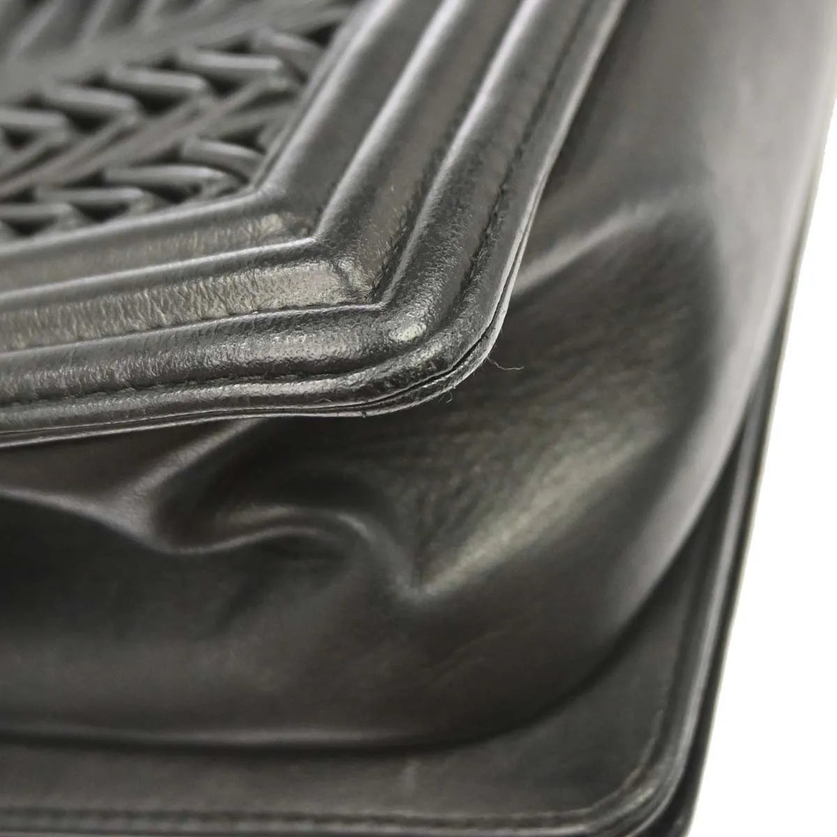 Chanel Boy Flap 3D Pleated Leather Black Leather Shoulder Bag Bag (Pre-Owned)