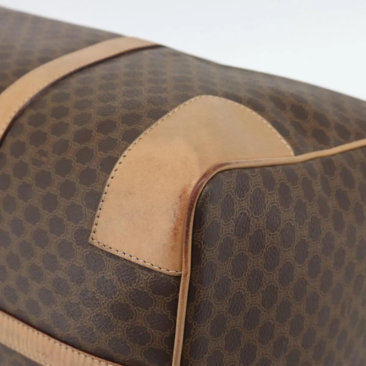Celine Vintage Duffle Canvas And Leather Brown Canvas Travel Bag Bag (Pre-Owned)